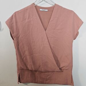 MM. Lafleur Antonia Faux Wrap VNeck Cropped Blouse Women's Pink Size XS
